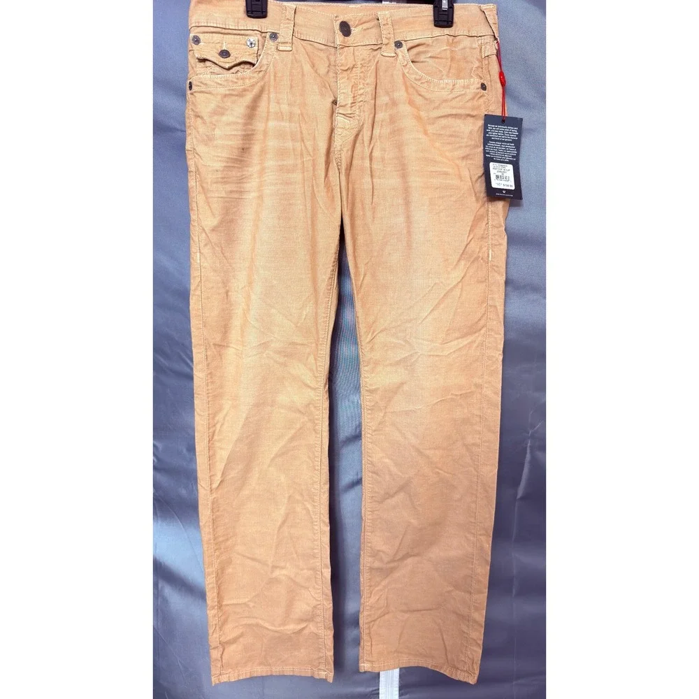True Religion Ricky Corduroy Pants Mens 32 Straw Tan Relaxed Straight NWT